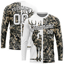 Laden Sie das Bild in den Galerie-Viewer, Custom Camo White-Black 3D Animal Deer Hunting Long Sleeve Performance T-Shirt