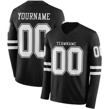 Charger l'image dans la galerie, Custom Black White Long Sleeve Authentic Football Jersey