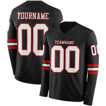 Charger l'image dans la galerie, Custom Black White-Red Long Sleeve Authentic Football Jersey