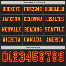 Laden Sie das Bild in den Galerie-Viewer, Custom Black Red-Gold Long Sleeve Authentic Football Jersey