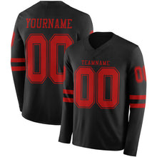 Загрузить изображение в средство просмотра галереи, Custom Black Red Long Sleeve Authentic Football Jersey