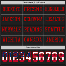 Load image into Gallery viewer, Custom Black USA Flag-Red Long Sleeve Authentic Football Jersey