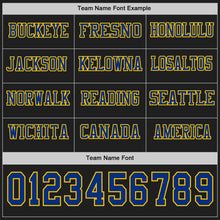 Load image into Gallery viewer, Custom Black Royal-Yellow Long Sleeve Authentic Football Jersey