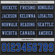 Load image into Gallery viewer, Custom Black Royal-Gray Long Sleeve Authentic Football Jersey