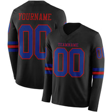 Load image into Gallery viewer, Custom Black Royal-Red Long Sleeve Authentic Football Jersey