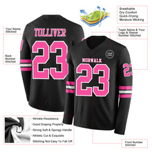 Charger l'image dans la galerie, Custom Black Pink-White Long Sleeve Authentic Football Jersey