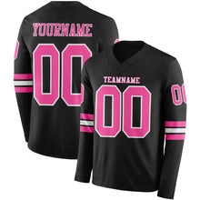 Charger l'image dans la galerie, Custom Black Pink-White Long Sleeve Authentic Football Jersey