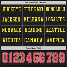 Load image into Gallery viewer, Custom Black Pink-Light Yellow Long Sleeve Authentic Football Jersey