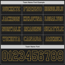 Load image into Gallery viewer, Custom Black Old Gold Long Sleeve Authentic Football Jersey