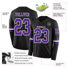 Загрузить изображение в средство просмотра галереи, Custom Black Purple-White Long Sleeve Authentic Football Jersey