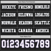 Load image into Gallery viewer, Custom Black White Purple-Gray Long Sleeve Authentic Football Jersey