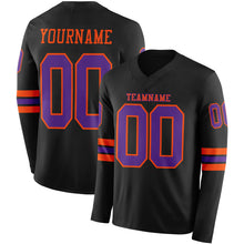 Laden Sie das Bild in den Galerie-Viewer, Custom Black Purple-Orange Long Sleeve Authentic Football Jersey