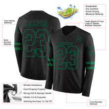 Загрузить изображение в средство просмотра галереи, Custom Black Kelly Green Long Sleeve Authentic Football Jersey