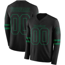 Загрузить изображение в средство просмотра галереи, Custom Black Kelly Green Long Sleeve Authentic Football Jersey