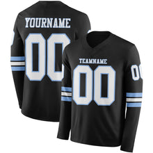 Загрузить изображение в средство просмотра галереи, Custom Black White-Light Blue Long Sleeve Authentic Football Jersey