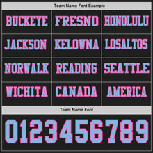 Load image into Gallery viewer, Custom Black Light Blue-Pink Long Sleeve Authentic Football Jersey