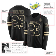 Load image into Gallery viewer, Custom Black Cream Long Sleeve Authentic Football Jersey