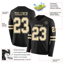 Load image into Gallery viewer, Custom Black Cream Long Sleeve Authentic Football Jersey