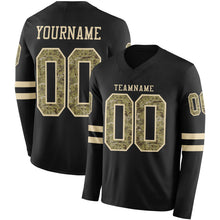 Загрузить изображение в средство просмотра галереи, Custom Black Camo-Cream Long Sleeve Authentic Football Jersey