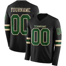 Load image into Gallery viewer, Custom Black Green-Cream Long Sleeve Authentic Football Jersey
