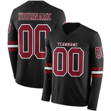 Laden Sie das Bild in den Galerie-Viewer, Custom Black Crimson-White Long Sleeve Authentic Football Jersey
