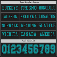 Laden Sie das Bild in den Galerie-Viewer, Custom Black Teal Long Sleeve Authentic Football Jersey