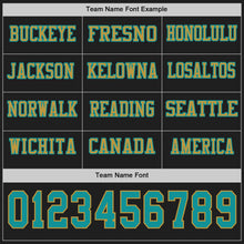 Load image into Gallery viewer, Custom Black Teal-Old Gold Long Sleeve Authentic Football Jersey