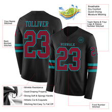 Загрузить изображение в средство просмотра галереи, Custom Black Crimson-Teal Long Sleeve Authentic Football Jersey
