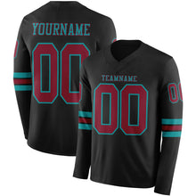 Загрузить изображение в средство просмотра галереи, Custom Black Crimson-Teal Long Sleeve Authentic Football Jersey