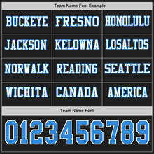 Load image into Gallery viewer, Custom Black Powder Blue-White Long Sleeve Authentic Football Jersey