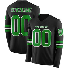 Laden Sie das Bild in den Galerie-Viewer, Custom Black Grass Green-White Long Sleeve Authentic Football Jersey