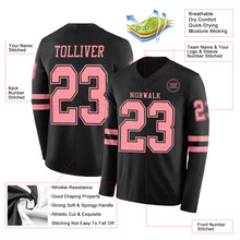 Load image into Gallery viewer, Custom Black Medium Pink Long Sleeve Authentic Football Jersey