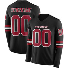 Загрузить изображение в средство просмотра галереи, Custom Black Cardinal-White Long Sleeve Authentic Football Jersey