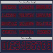 Загрузить изображение в средство просмотра галереи, Custom Navy Red Long Sleeve Authentic Football Jersey