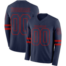 Загрузить изображение в средство просмотра галереи, Custom Navy Red Long Sleeve Authentic Football Jersey