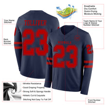 Загрузить изображение в средство просмотра галереи, Custom Navy Red Long Sleeve Authentic Football Jersey