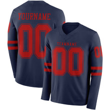 Загрузить изображение в средство просмотра галереи, Custom Navy Red Long Sleeve Authentic Football Jersey