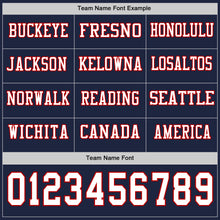 Load image into Gallery viewer, Custom Navy White-Red Long Sleeve Authentic Football Jersey