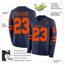 Загрузить изображение в средство просмотра галереи, Custom Navy Orange Long Sleeve Authentic Football Jersey