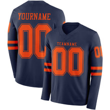 Загрузить изображение в средство просмотра галереи, Custom Navy Orange Long Sleeve Authentic Football Jersey