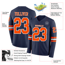 Загрузить изображение в средство просмотра галереи, Custom Navy Orange-White Long Sleeve Authentic Football Jersey