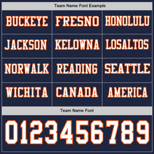 Load image into Gallery viewer, Custom Navy White-Orange Long Sleeve Authentic Football Jersey