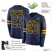 Charger l'image dans la galerie, Custom Navy Gold Long Sleeve Authentic Football Jersey