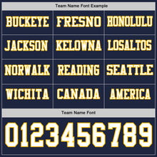Load image into Gallery viewer, Custom Navy White-Gold Long Sleeve Authentic Football Jersey