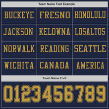 Laden Sie das Bild in den Galerie-Viewer, Custom Navy Old Gold Long Sleeve Authentic Football Jersey