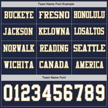 Load image into Gallery viewer, Custom Navy White-Old Gold Long Sleeve Authentic Football Jersey