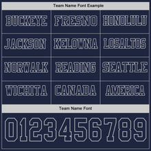 Load image into Gallery viewer, Custom Navy Gray Long Sleeve Authentic Football Jersey