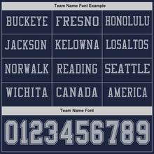 Load image into Gallery viewer, Custom Navy Gray Long Sleeve Authentic Football Jersey