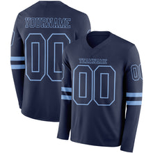 Загрузить изображение в средство просмотра галереи, Custom Navy Light Blue Long Sleeve Authentic Football Jersey