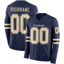 Laden Sie das Bild in den Galerie-Viewer, Custom Navy Cream Long Sleeve Authentic Football Jersey